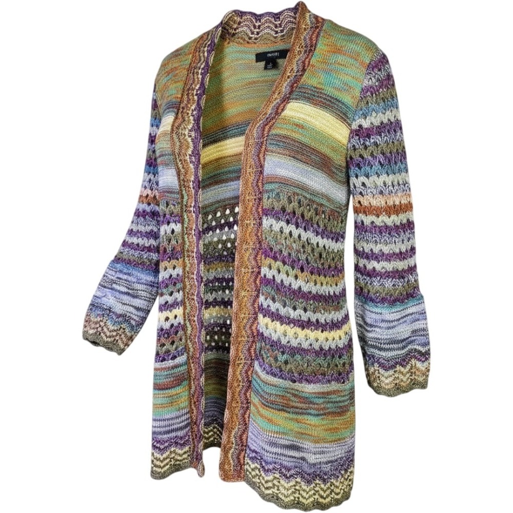 Ali Miles Open Front Cardigan Sweater Small Crochet Fairy Boho Whimsical Cottage